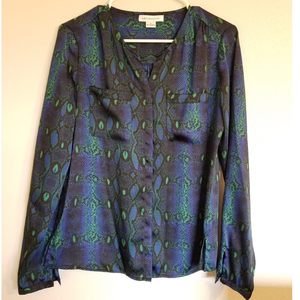 Liz Claiborne snake skin button up blouse